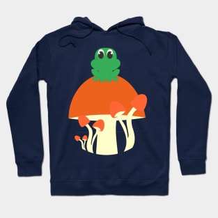 small frog sitting on a mushroom Hoodie